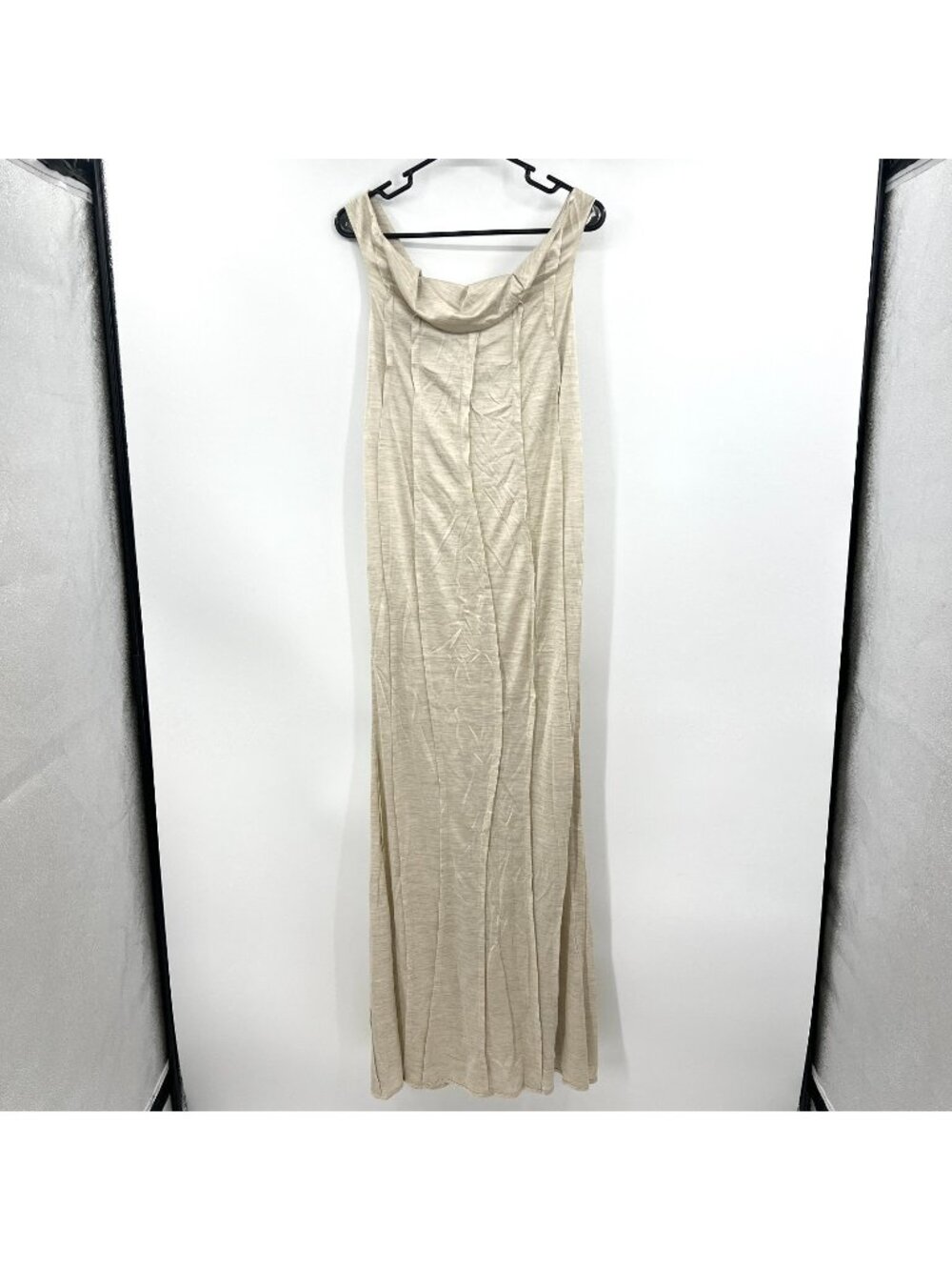 Richard Chai Heathered Ivory Cotton Blend Cowl Neck Maxi Dress Women's Small